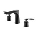 Aquacubic New Style Single Dual Handles Widespread Black Brass Lavatory Bathroom Sink Faucet Basin Mixer Basin Faucet